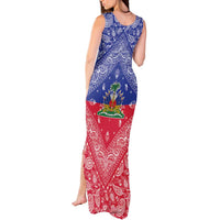 Haiti Paisley Tank Maxi Dress Haitian Flag Bandana Style - Wonder Print Shop