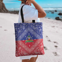 Haiti Paisley Tote Bag Haitian Flag Bandana Style - Wonder Print Shop