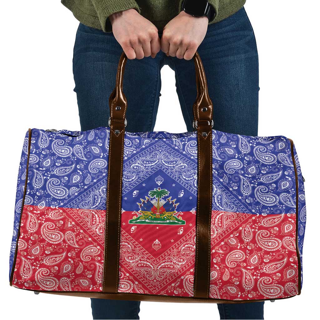 Haiti Paisley Travel Bag Haitian Flag Bandana Style - Wonder Print Shop