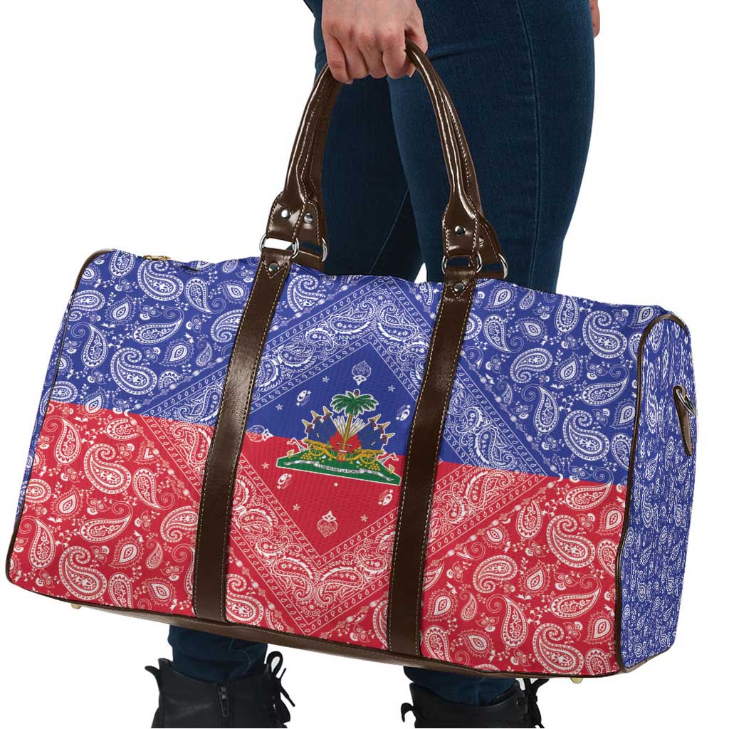 Haiti Paisley Travel Bag Haitian Flag Bandana Style - Wonder Print Shop