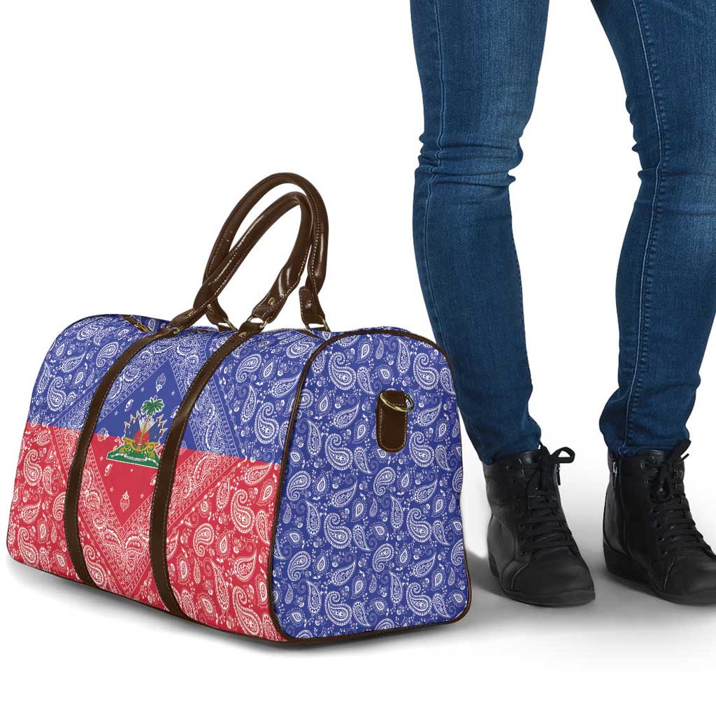 Haiti Paisley Travel Bag Haitian Flag Bandana Style - Wonder Print Shop