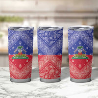 Haiti Paisley Tumbler Cup Haitian Flag Bandana Style - Wonder Print Shop