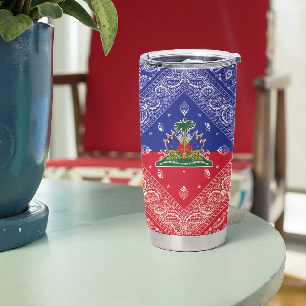 Haiti Paisley Tumbler Cup Haitian Flag Bandana Style - Wonder Print Shop