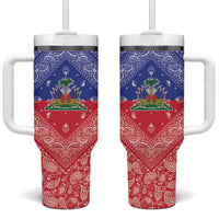 Haiti Paisley Tumbler With Handle Haitian Flag Bandana Style - Wonder Print Shop