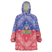 Haiti Paisley Wearable Blanket Hoodie Haitian Flag Bandana Style - Wonder Print Shop