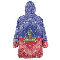 Haiti Paisley Wearable Blanket Hoodie Haitian Flag Bandana Style - Wonder Print Shop
