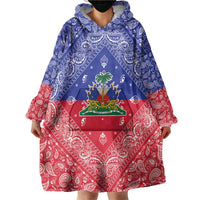 Haiti Paisley Wearable Blanket Hoodie Haitian Flag Bandana Style - Wonder Print Shop