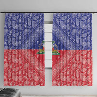Haiti Paisley Window Curtain Haitian Flag Bandana Style - Wonder Print Shop