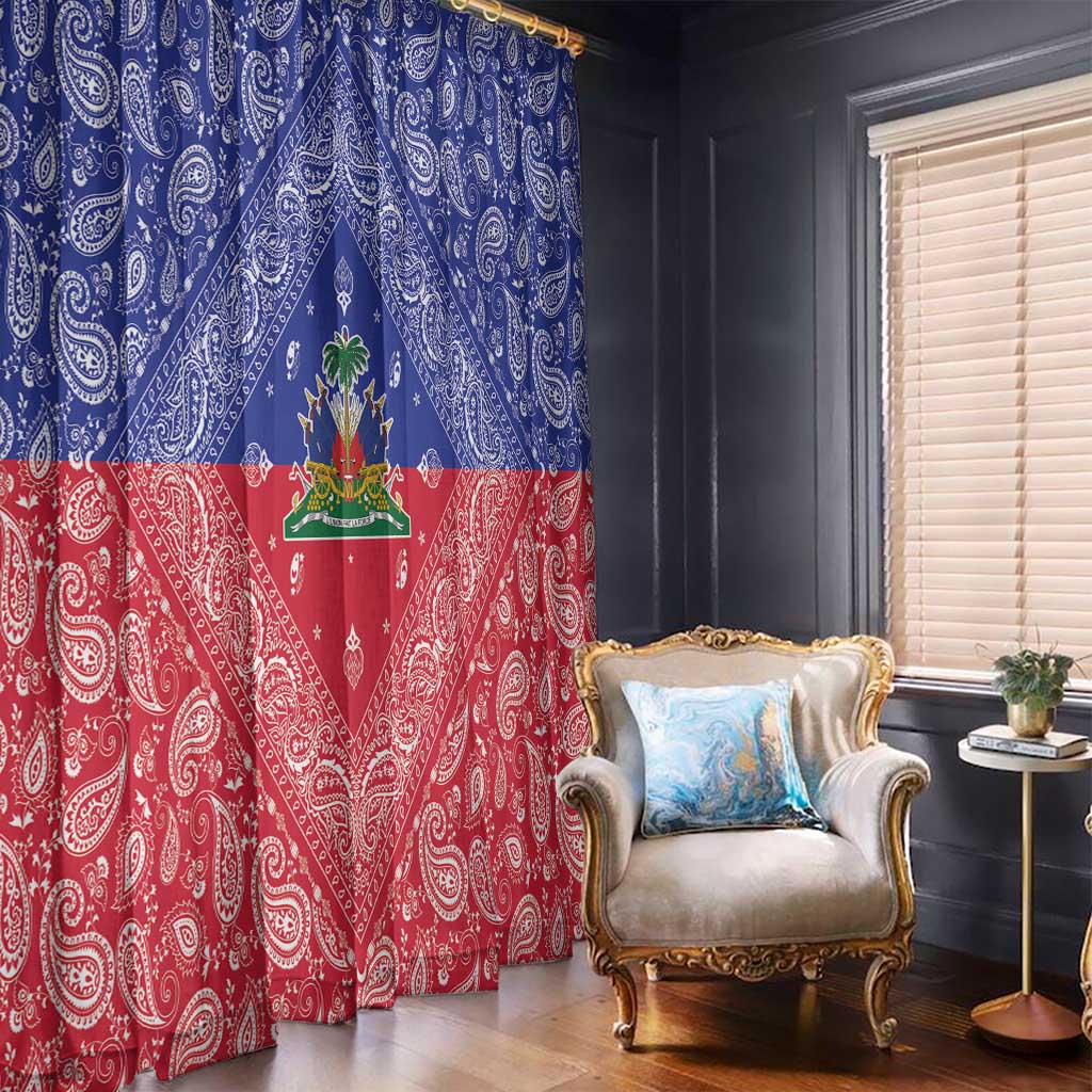 Haiti Paisley Window Curtain Haitian Flag Bandana Style - Wonder Print Shop