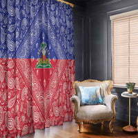 Haiti Paisley Window Curtain Haitian Flag Bandana Style - Wonder Print Shop