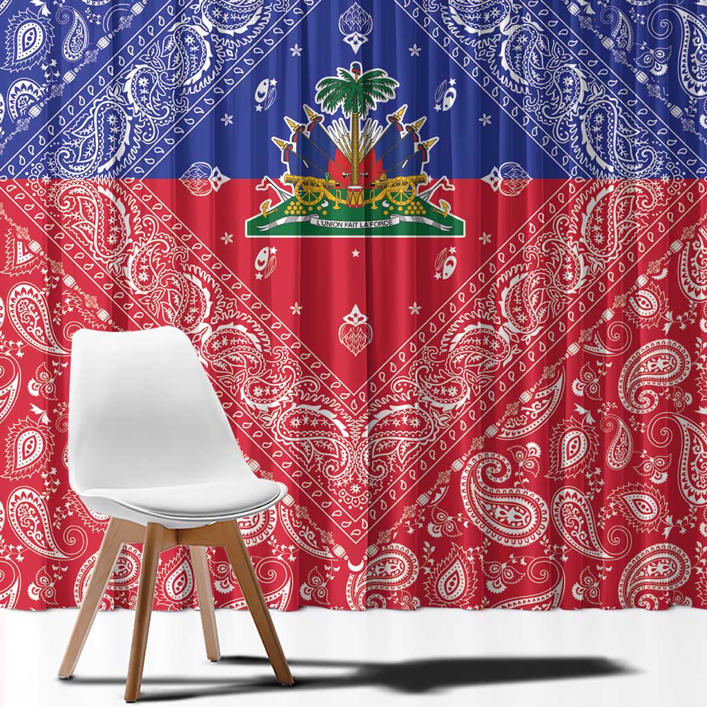 Haiti Paisley Window Curtain Haitian Flag Bandana Style - Wonder Print Shop