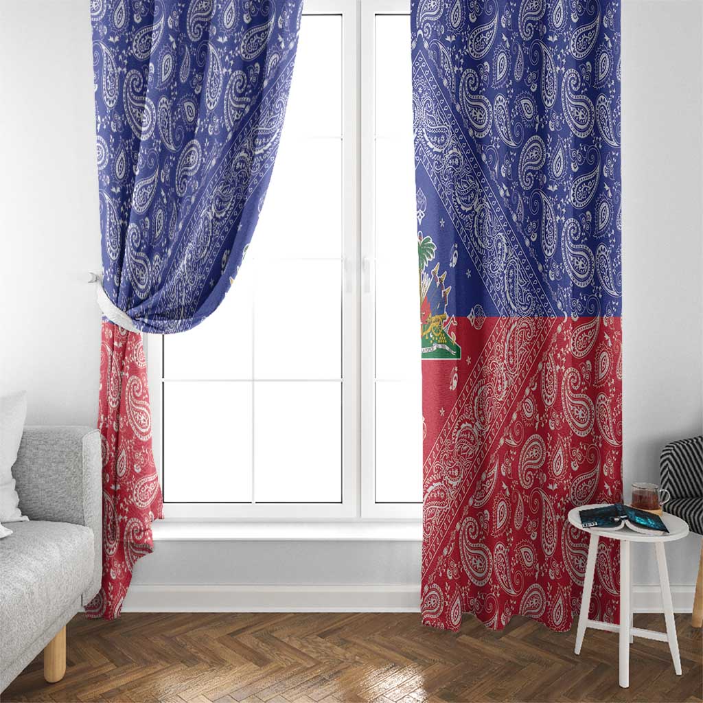 Haiti Paisley Window Curtain Haitian Flag Bandana Style - Wonder Print Shop