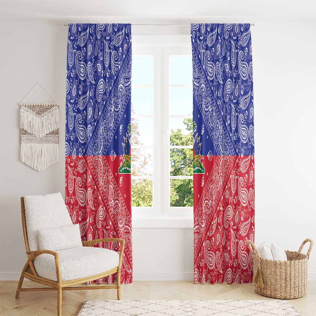 Haiti Paisley Window Curtain Haitian Flag Bandana Style - Wonder Print Shop