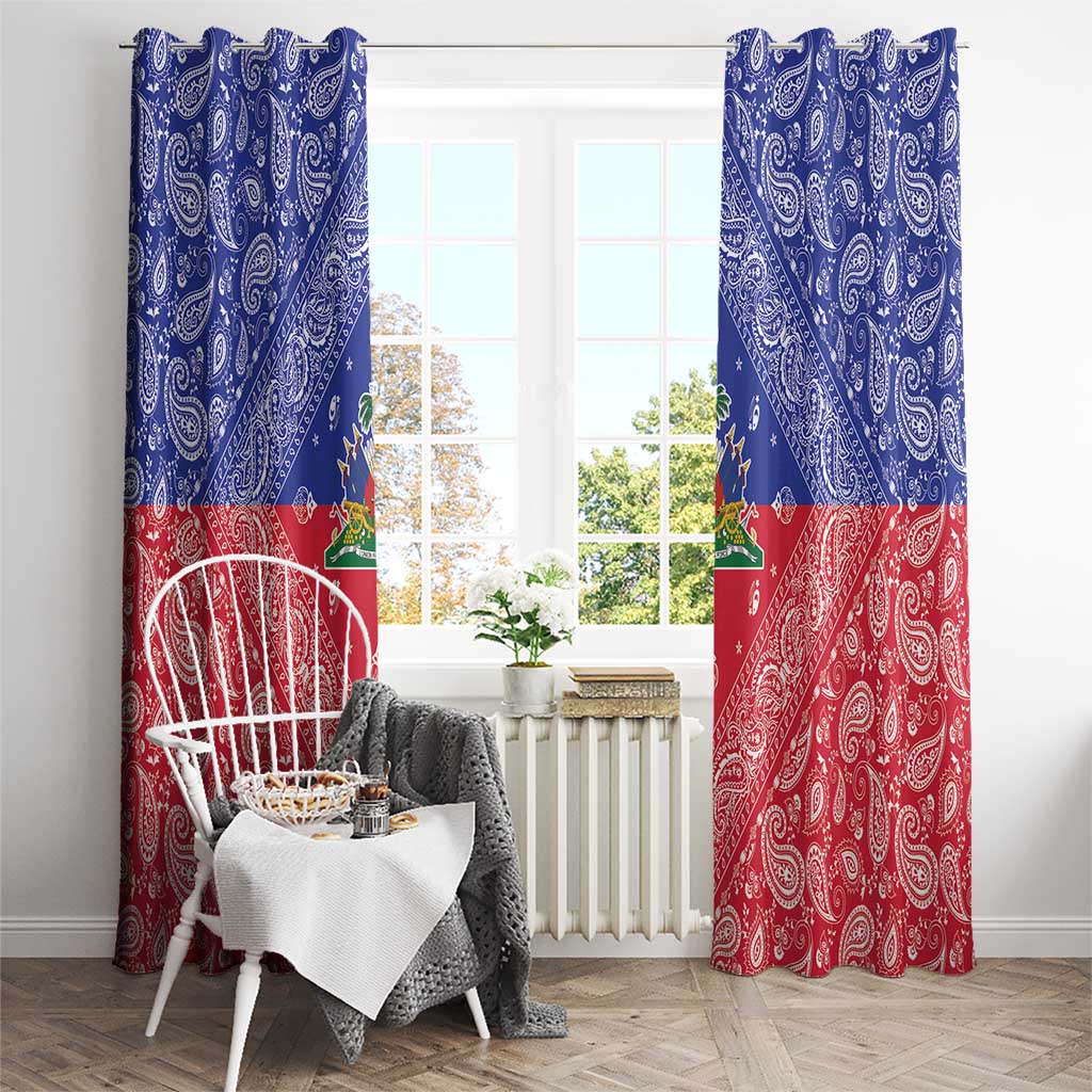 Haiti Paisley Window Curtain Haitian Flag Bandana Style - Wonder Print Shop