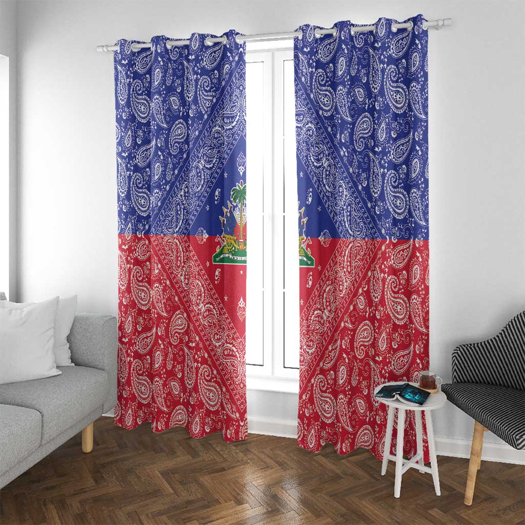 Haiti Paisley Window Curtain Haitian Flag Bandana Style - Wonder Print Shop