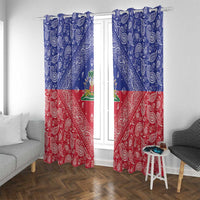 Haiti Paisley Window Curtain Haitian Flag Bandana Style - Wonder Print Shop
