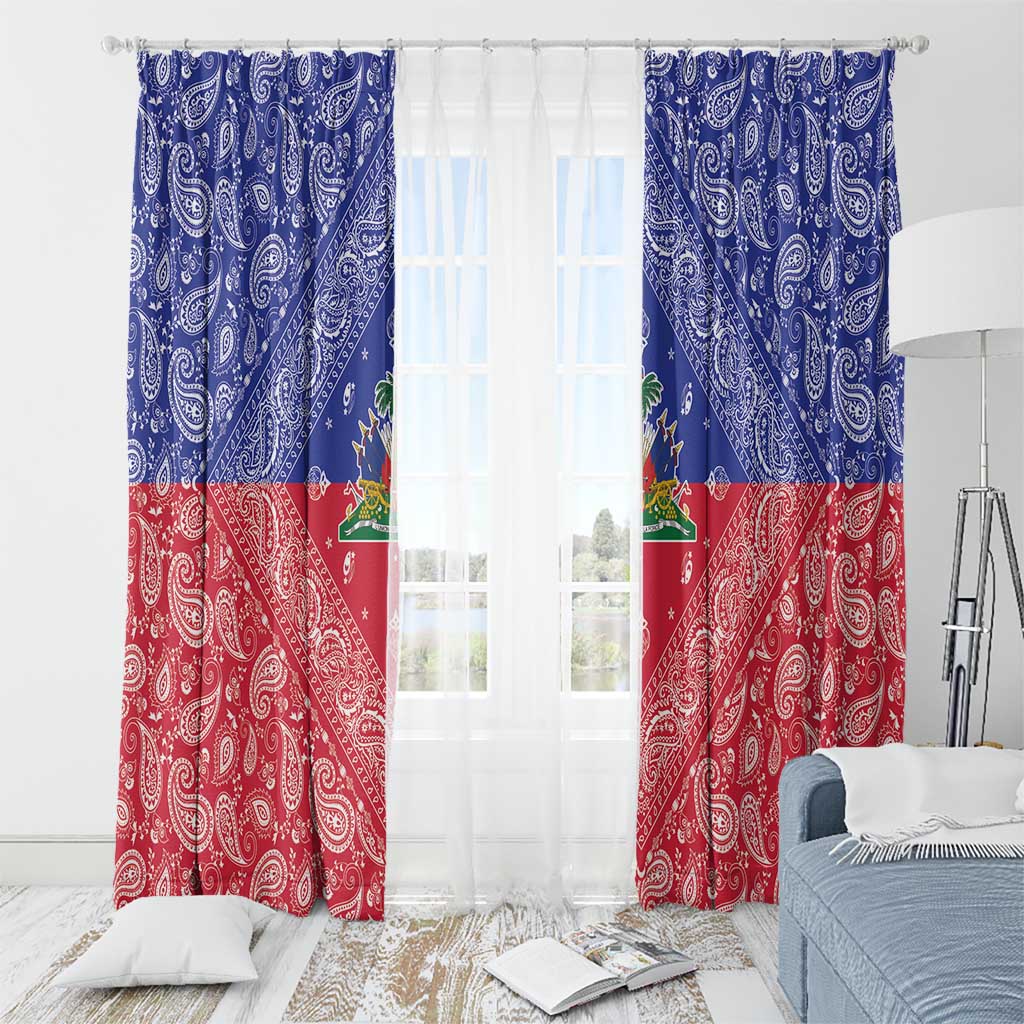 Haiti Paisley Window Curtain Haitian Flag Bandana Style - Wonder Print Shop