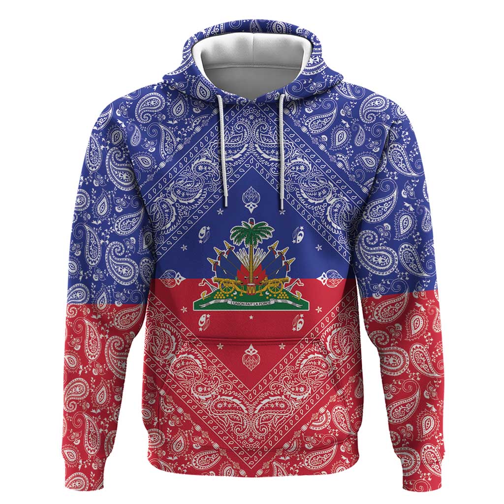 Haiti Paisley Zip Hoodie Haitian Flag Bandana Style - Wonder Print Shop