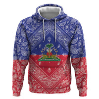 Haiti Paisley Zip Hoodie Haitian Flag Bandana Style - Wonder Print Shop