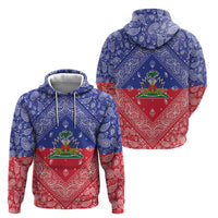 Haiti Paisley Zip Hoodie Haitian Flag Bandana Style - Wonder Print Shop