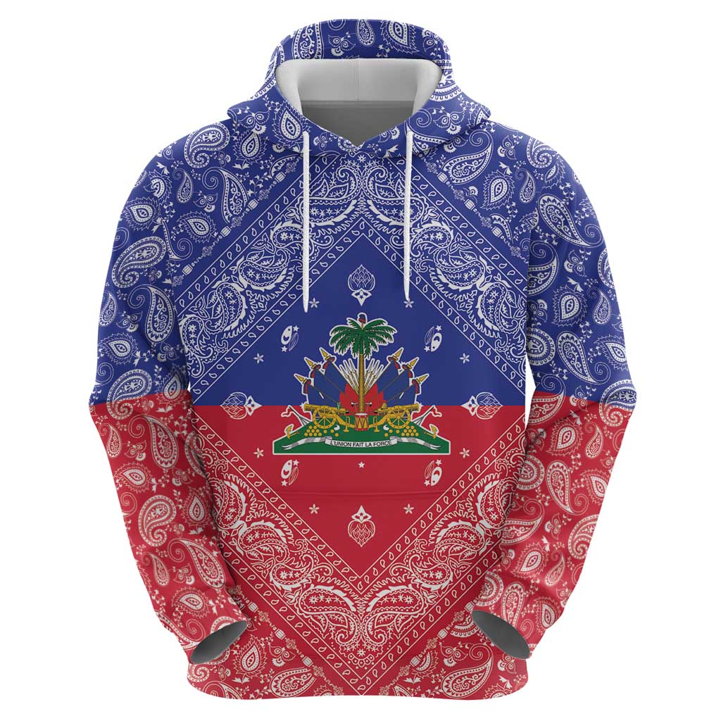 Haiti Paisley Zip Hoodie Haitian Flag Bandana Style - Wonder Print Shop
