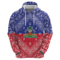 Haiti Paisley Zip Hoodie Haitian Flag Bandana Style - Wonder Print Shop