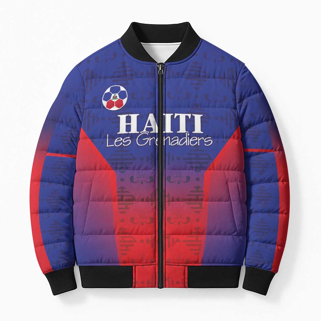 Custom Haiti Football Bomber Puffer Jacket Sporty Style - Wonder Print Shop