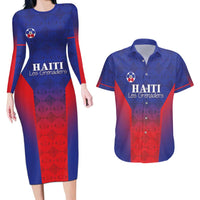 Custom Haiti Football Couples Matching Long Sleeve Bodycon Dress and Hawaiian Shirt Sporty Style - Wonder Print Shop