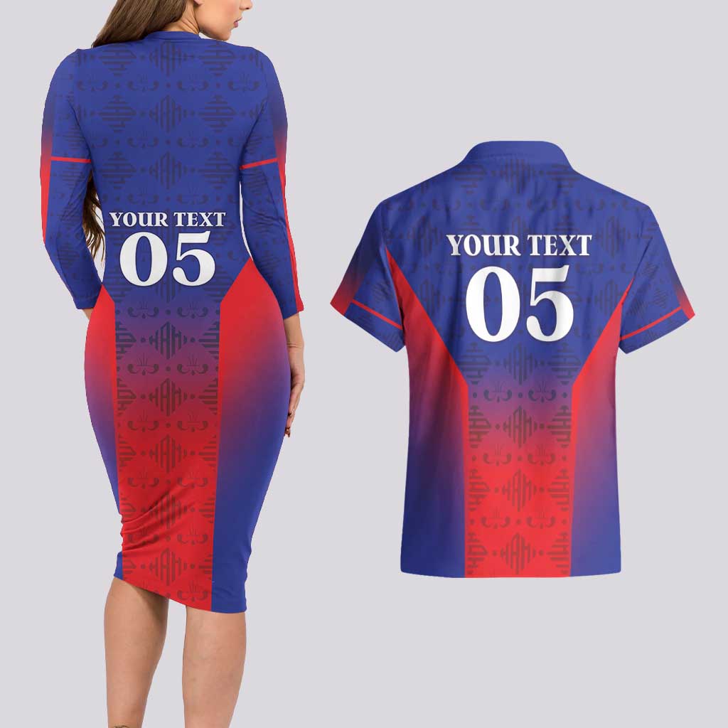 Custom Haiti Football Couples Matching Long Sleeve Bodycon Dress and Hawaiian Shirt Sporty Style - Wonder Print Shop