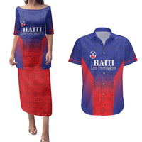 Custom Haiti Football Couples Matching Puletasi and Hawaiian Shirt Sporty Style - Wonder Print Shop