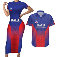 Custom Haiti Football Couples Matching Short Sleeve Bodycon Dress and Hawaiian Shirt Sporty Style - Wonder Print Shop