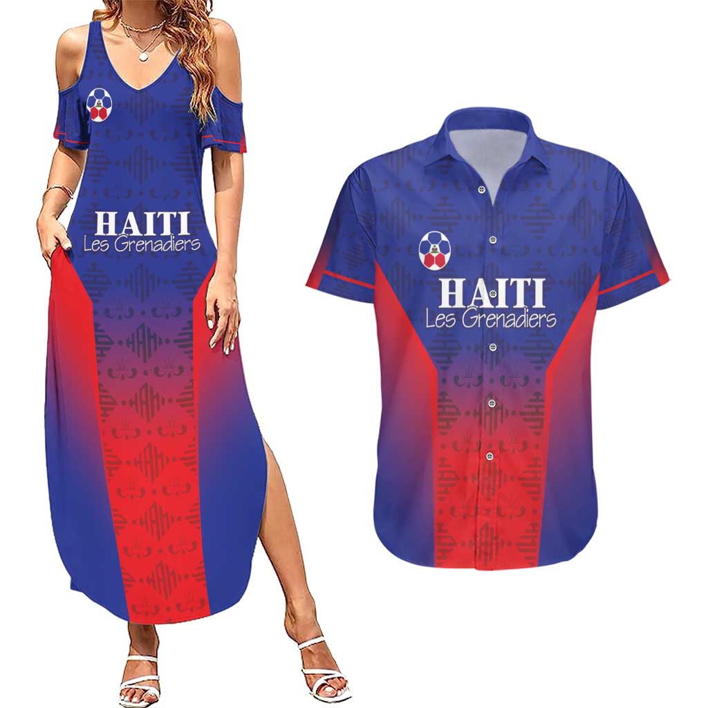 Custom Haiti Football Couples Matching Summer Maxi Dress and Hawaiian Shirt Sporty Style - Wonder Print Shop