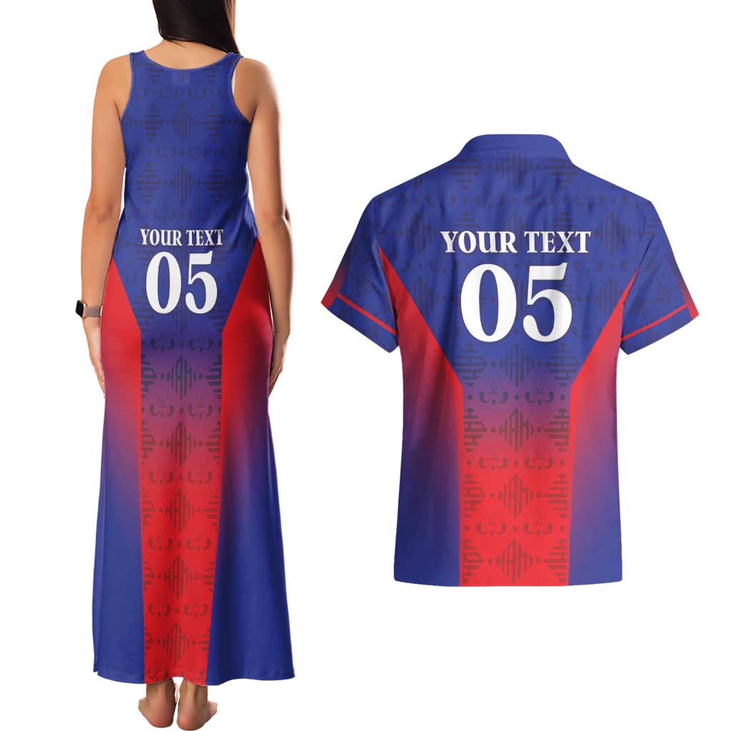 Custom Haiti Football Couples Matching Tank Maxi Dress and Hawaiian Shirt Sporty Style - Wonder Print Shop