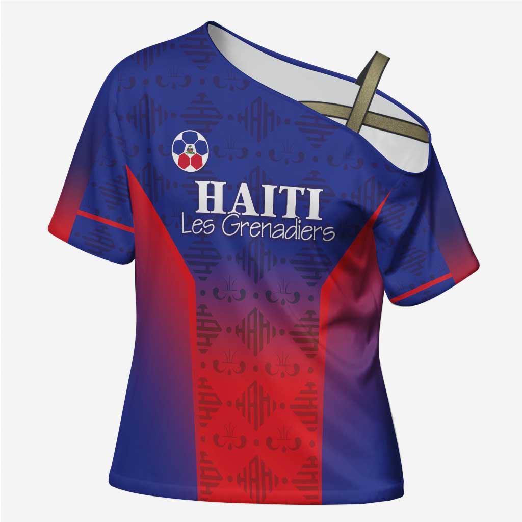 Custom Haiti Football Cross Shoulder Shirt Sporty Style - Wonder Print Shop