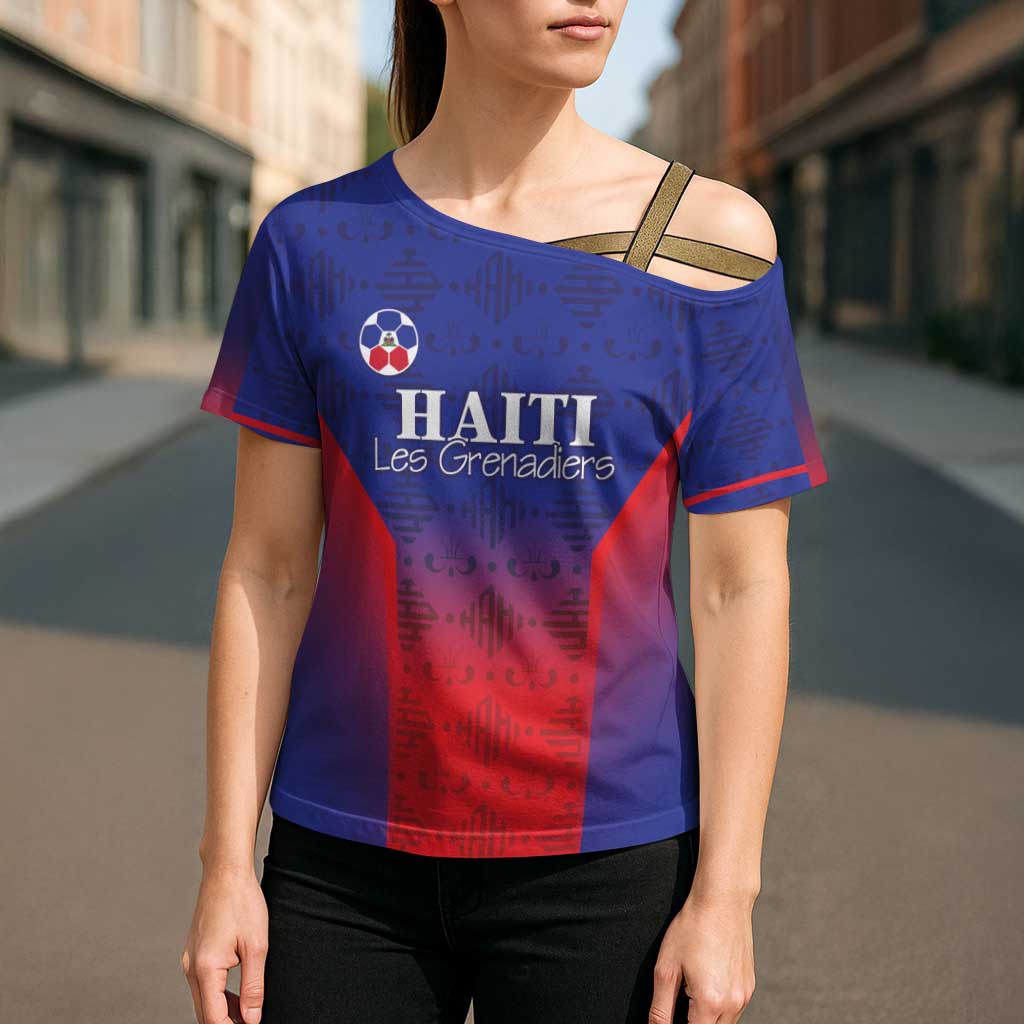 Custom Haiti Football Cross Shoulder Shirt Sporty Style - Wonder Print Shop