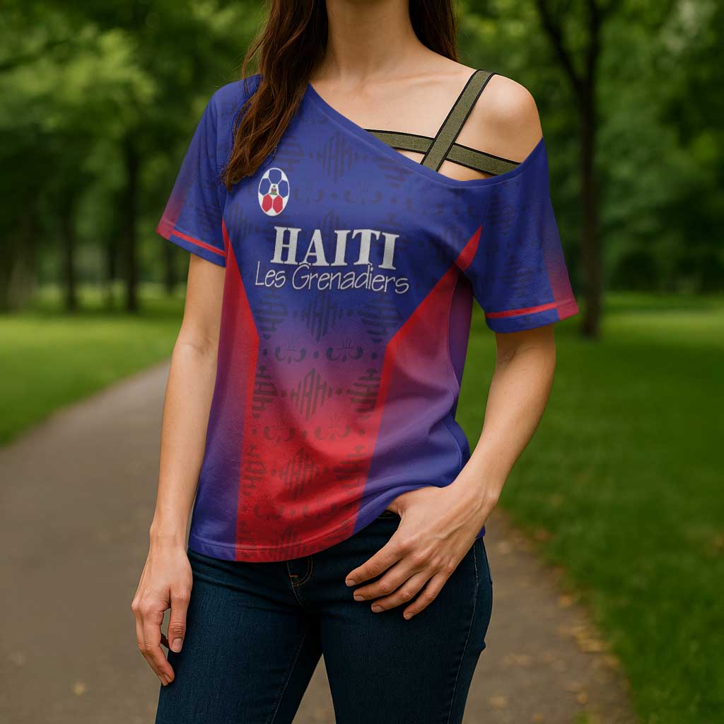 Custom Haiti Football Cross Shoulder Shirt Sporty Style - Wonder Print Shop
