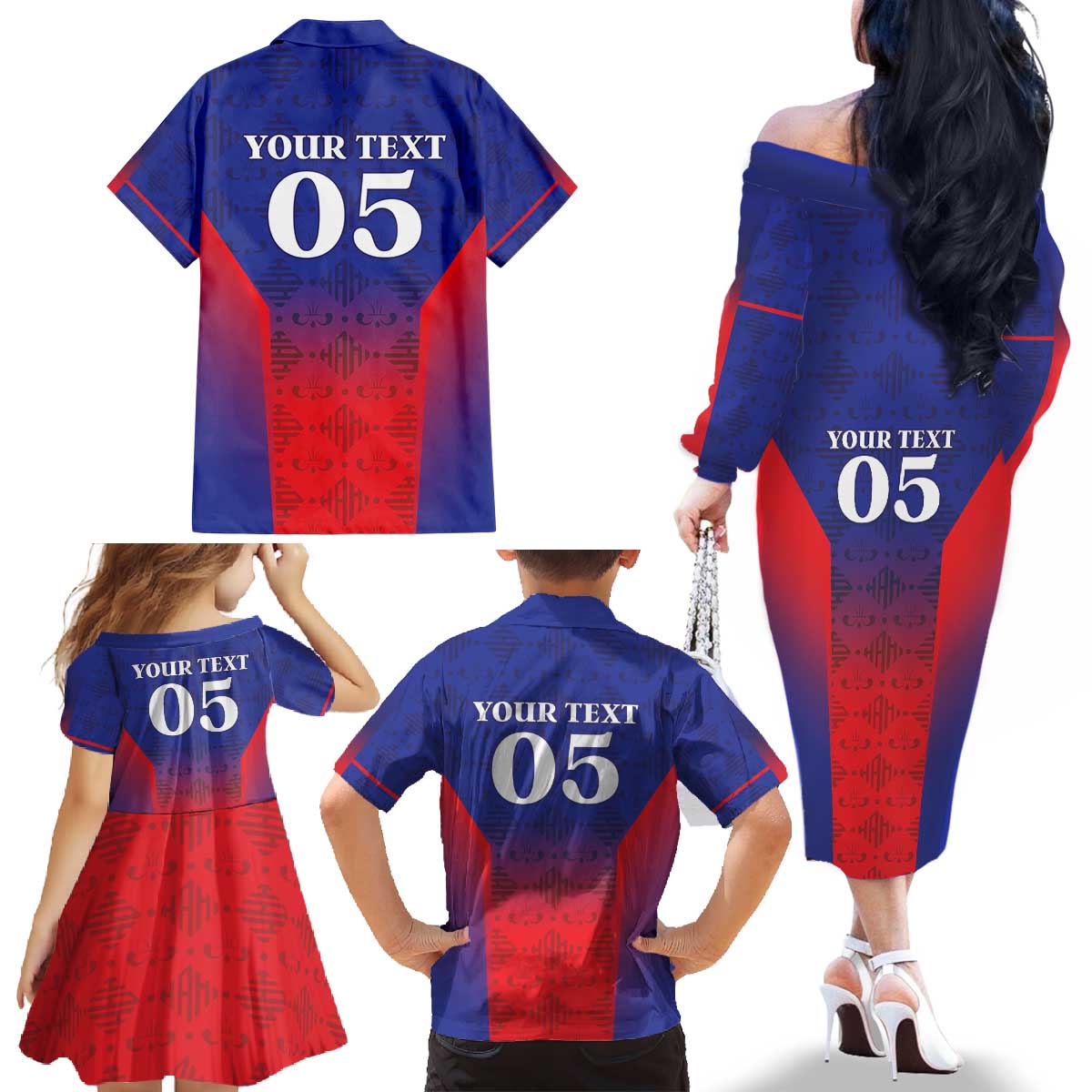Custom Haiti Football Family Matching Off The Shoulder Long Sleeve Dress and Hawaiian Shirt Sporty Style - Wonder Print Shop