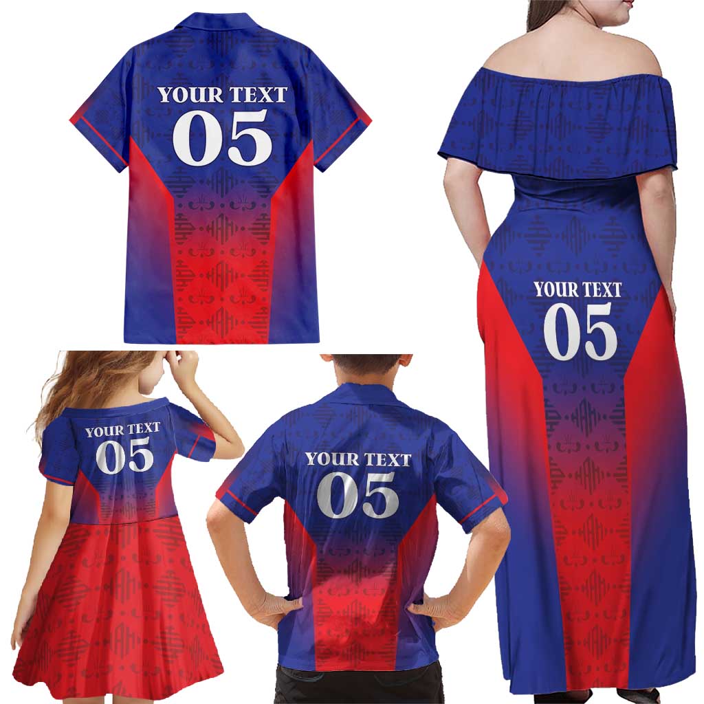 Custom Haiti Football Family Matching Off Shoulder Maxi Dress and Hawaiian Shirt Sporty Style - Wonder Print Shop