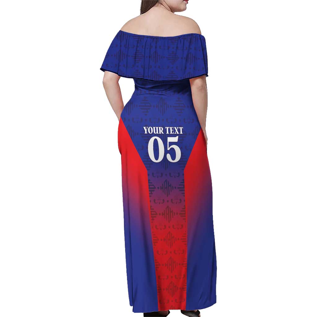 Custom Haiti Football Family Matching Off Shoulder Maxi Dress and Hawaiian Shirt Sporty Style - Wonder Print Shop