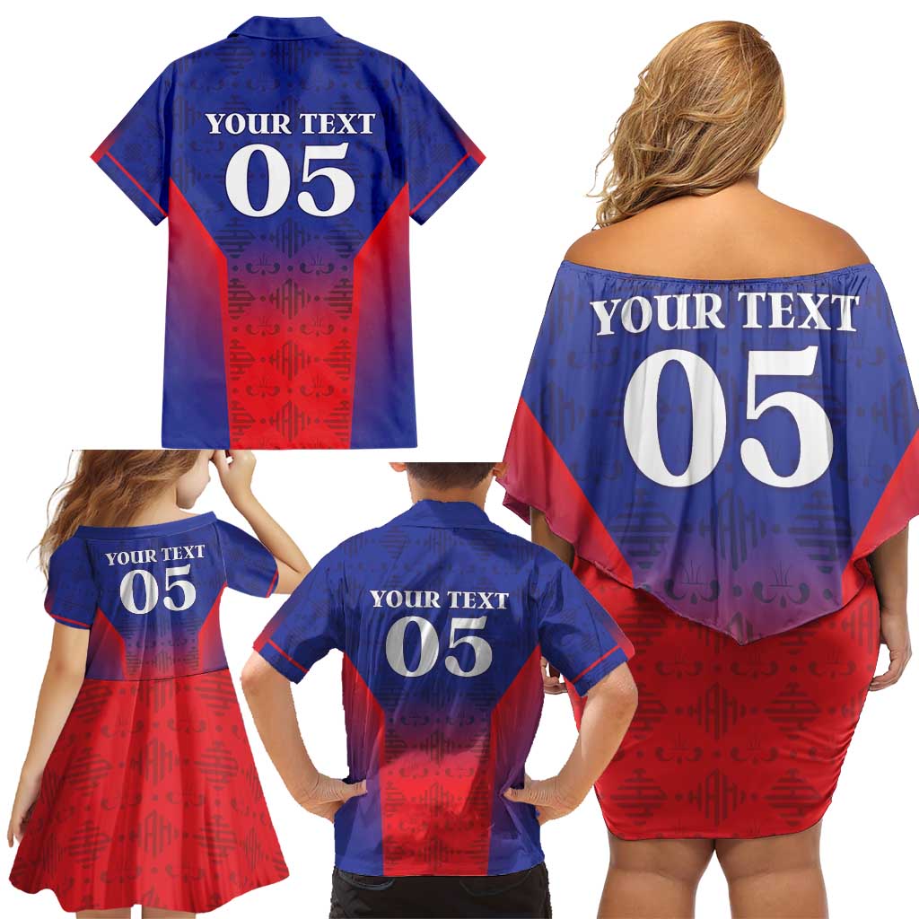 Custom Haiti Football Family Matching Off Shoulder Short Dress and Hawaiian Shirt Sporty Style - Wonder Print Shop
