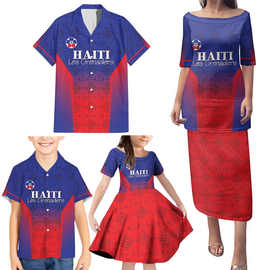 Custom Haiti Football Family Matching Puletasi and Hawaiian Shirt Sporty Style - Wonder Print Shop