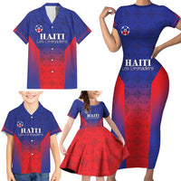 Custom Haiti Football Family Matching Short Sleeve Bodycon Dress and Hawaiian Shirt Sporty Style - Wonder Print Shop