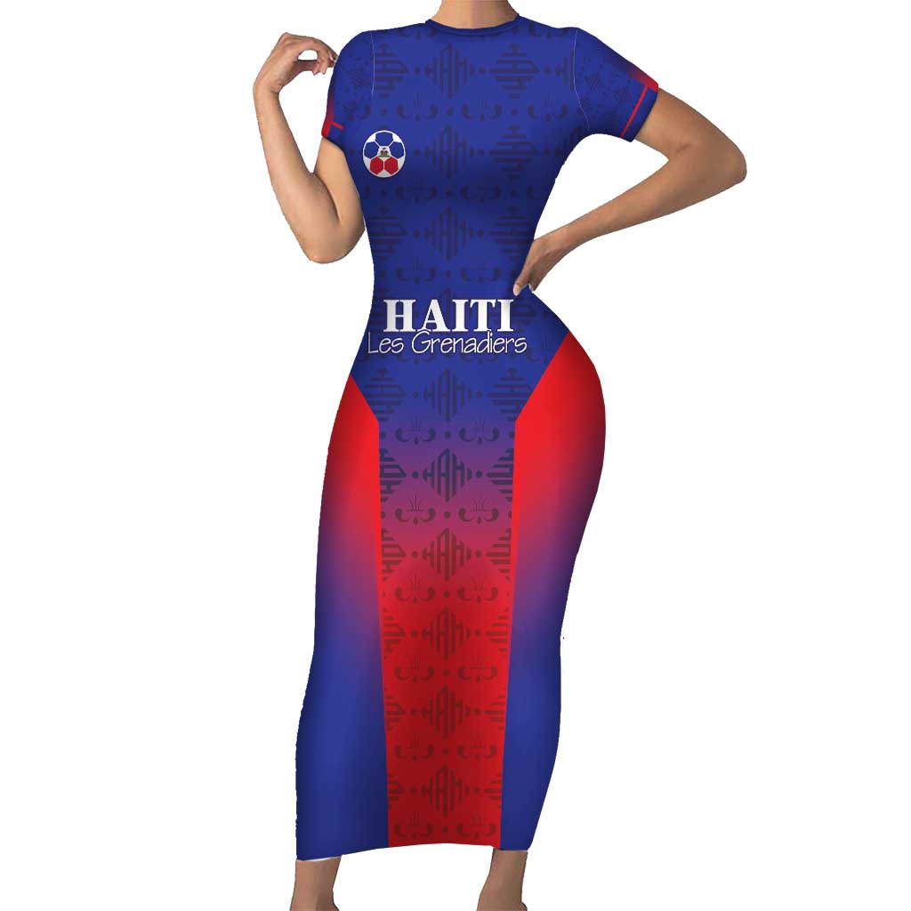 Custom Haiti Football Family Matching Short Sleeve Bodycon Dress and Hawaiian Shirt Sporty Style - Wonder Print Shop