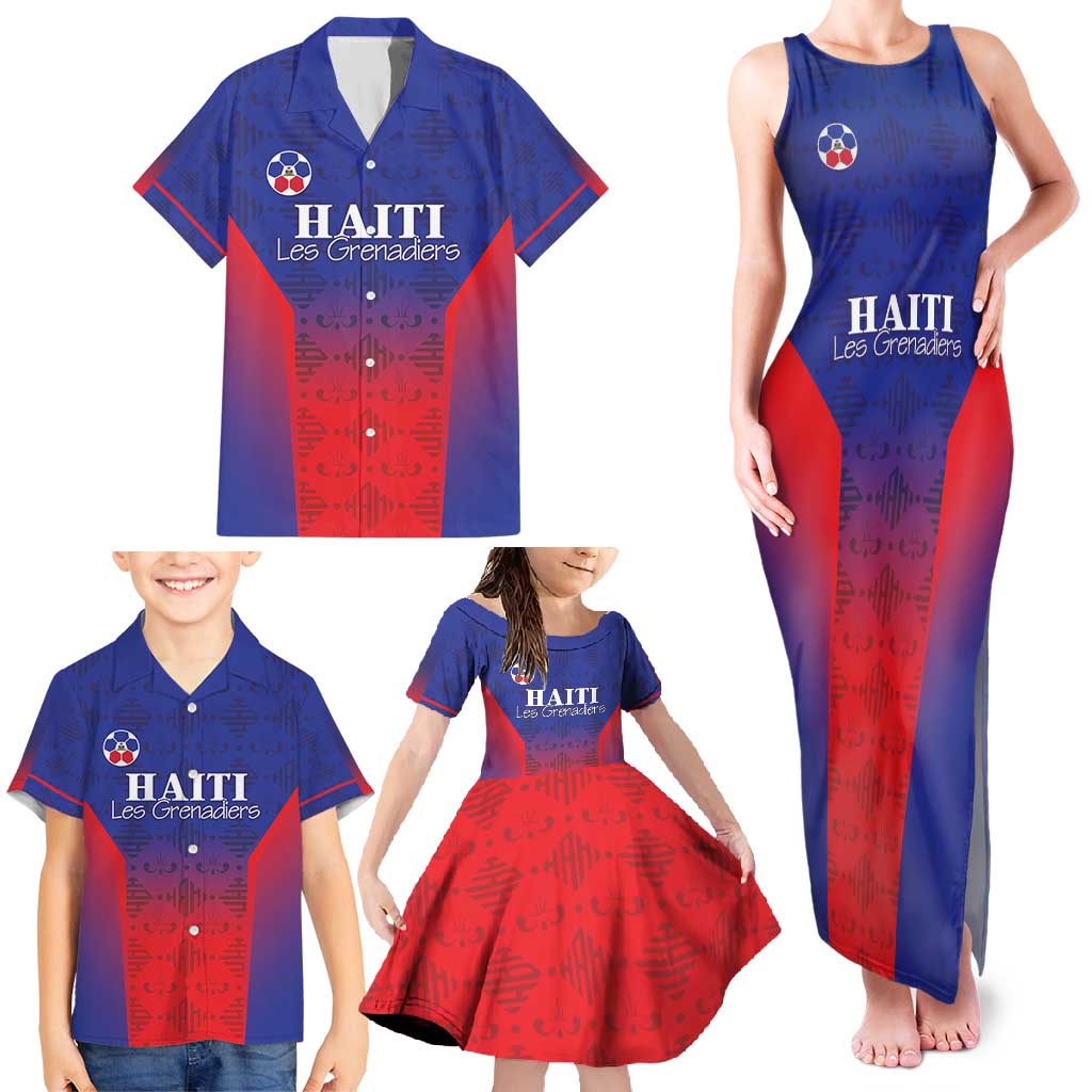 Custom Haiti Football Family Matching Tank Maxi Dress and Hawaiian Shirt Sporty Style - Wonder Print Shop