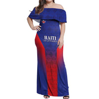 Custom Haiti Football Off Shoulder Maxi Dress Sporty Style - Wonder Print Shop