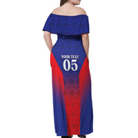 Custom Haiti Football Off Shoulder Maxi Dress Sporty Style - Wonder Print Shop