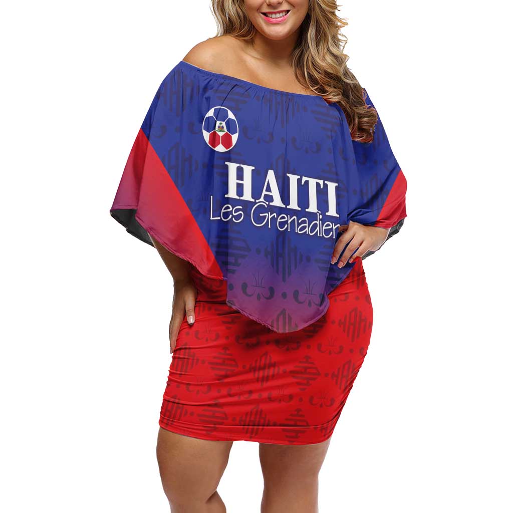 Custom Haiti Football Off Shoulder Short Dress Sporty Style - Wonder Print Shop