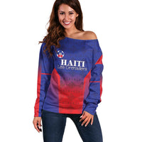 Custom Haiti Football Off Shoulder Sweater Sporty Style - Wonder Print Shop