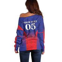 Custom Haiti Football Off Shoulder Sweater Sporty Style - Wonder Print Shop
