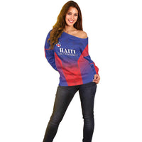 Custom Haiti Football Off Shoulder Sweater Sporty Style - Wonder Print Shop